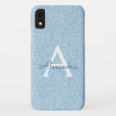 Blue Glitzer und Sparkle Monogram Case-Mate iPhone Hülle (Rückseite)