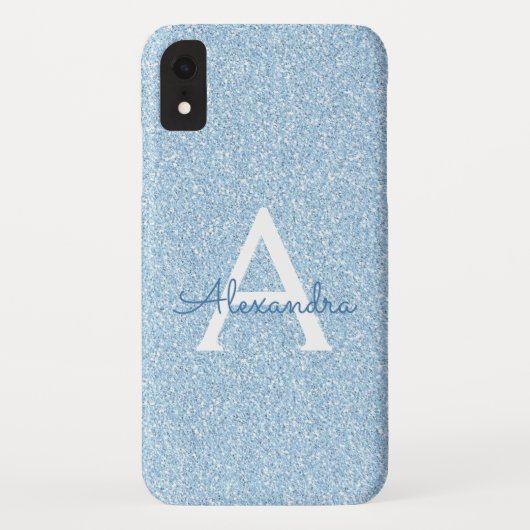 Blue Glitzer und Sparkle Monogram Case-Mate iPhone Hülle (Rückseite)