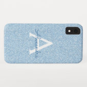 Blue Glitzer und Sparkle Monogram Case-Mate iPhone Hülle (Rückseite (Horizontal))