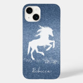 Blue Glitzer Unicorn Case-Mate iPhone Hülle (Rückseite)