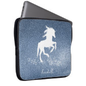 Blue Glitzer Unicorn Laptopschutzhülle (Vorne Rechts)