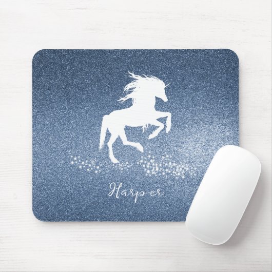 Blue Glitzer Unicorn Mousepad (Mit Mouse)