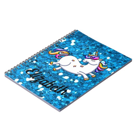 Blue Glitzer Unicorn Notizblock (Linke Seite)