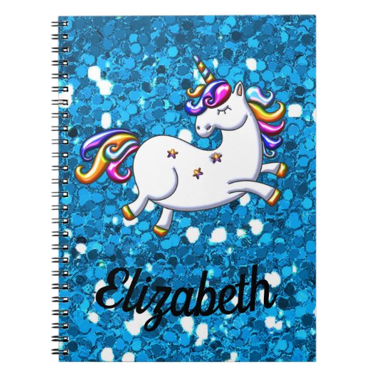 Blue Glitzer Unicorn Notizblock (Vorderseite)