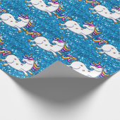 Blue Glitzer Unicorns Geschenkpapier (Ecke)