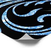 Blue Glitzer Vine Wirbel Sparkle Wedding Willkomme Poster (Ecke)