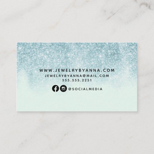 Blue Glitzer Visitenkarte (Rückseite)