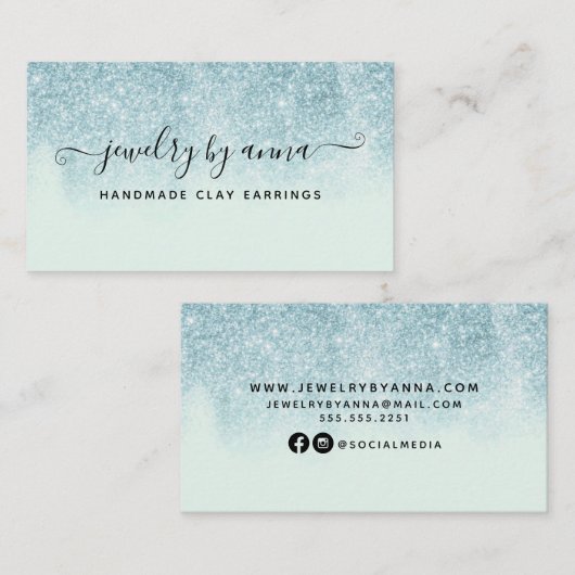 Blue Glitzer Visitenkarte (Vorne/Hinten)