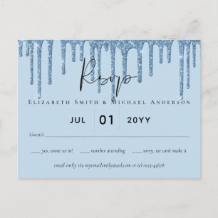Blue Glitzer Wedding BUDGET Postkarte
