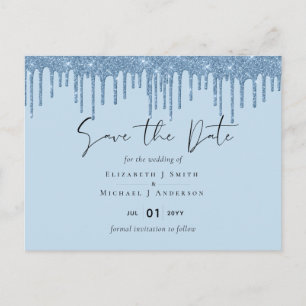 Blue Glitzer Wedding BUDGET Postkarte
