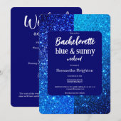 Blue Glitzer Weekend Bachelorette Einladung (Vorne/Hinten)