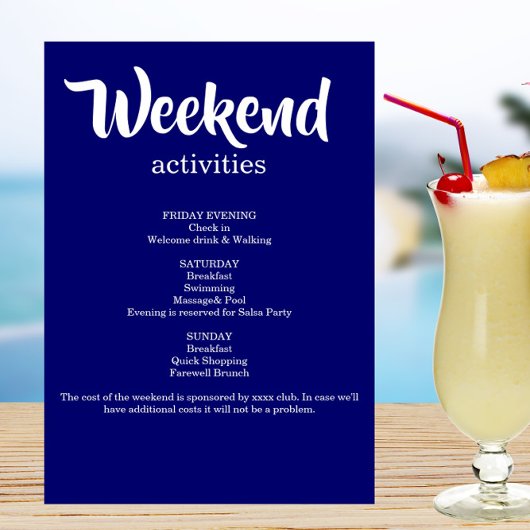 Blue Glitzer Weekend Bachelorette Einladung