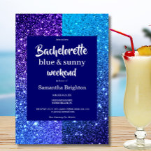 Blue Glitzer Weekend Bachelorette Einladung