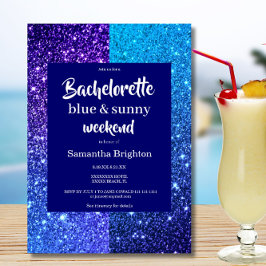 Blue Glitzer Weekend Bachelorette Einladung
