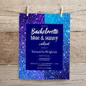 Blue Glitzer Weekend Bachelorette Einladung