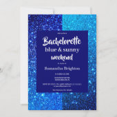 Blue Glitzer Weekend Bachelorette Einladung (Vorderseite)