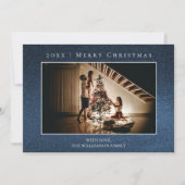 Blue Glitzer Weihnachts-Fotokarte Feiertagskarte (Vorderseite)