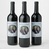 Blue Glitzer Winter Wedding Wine Label Weinetikett (Flaschen)