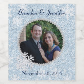 Blue Glitzer Winter Wedding Wine Label Weinetikett (Einzelnes Label)
