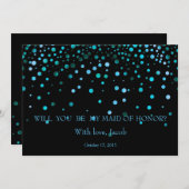 Blue Glitzer wird meine TRAUZEUGIN sein Einladung (Vorne/Hinten)