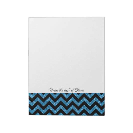 Blue Glitzer Zickzack Notepad Notizblock (Rotiert)
