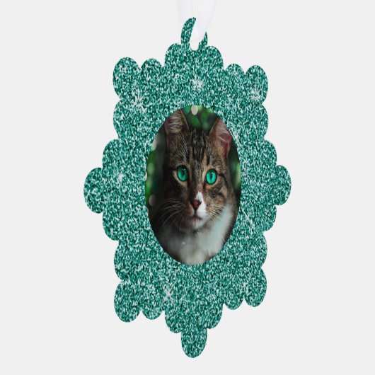 Blue Glitzern Frame Christmas Ornament Karte (Rechts)