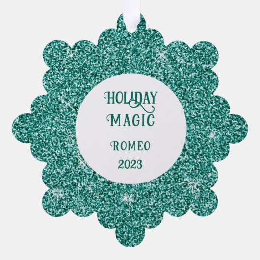 Blue Glitzern Frame Christmas Ornament Karte (Rückseite)