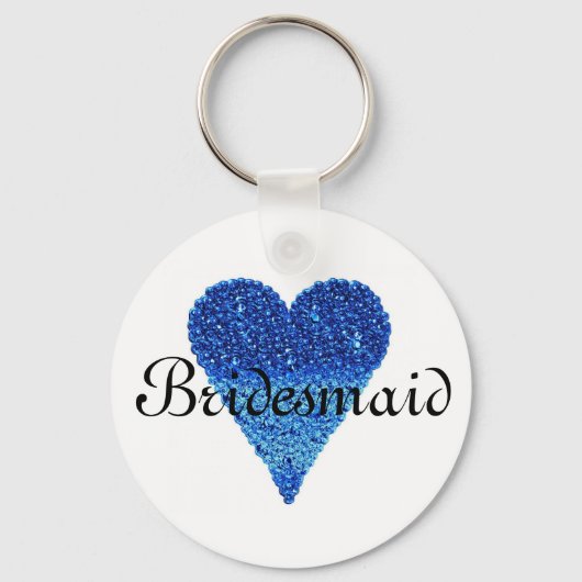 Blue Glitzern Heart Personalisiert Bridesmaid Schlüsselanhänger (Vorderseite)