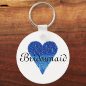 Blue Glitzern Heart Personalisiert Bridesmaid Schlüsselanhänger (Vorderseite)