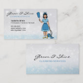 Blue Glitzern Retro Cleaner Reinigungsdienst Fraue Visitenkarte (Vorne/Hinten)
