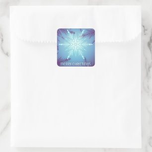 Blue Glitzern Snow Star Flakes Quadratischer Aufkleber