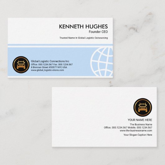 Blue Global Box Stripes Gründer CEO Visitenkarte (Vorne/Hinten)