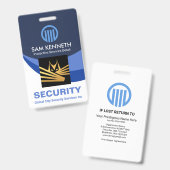 Blue Global Wave Press Staff Foto Security Ausweis (Vorder- & Rückseite)