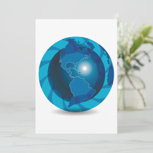 Blue Globe Einladungen (Stehend Vorderseite)