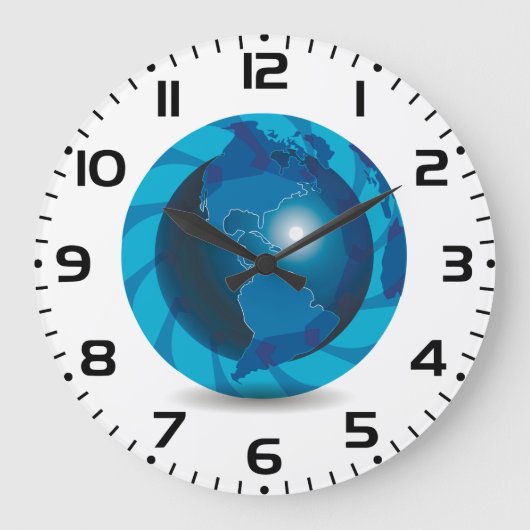 Blue Globe Große Wanduhr (Vorderseite)