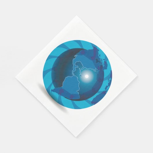 Blue Globe Paper Napkins Serviette (Ecke)
