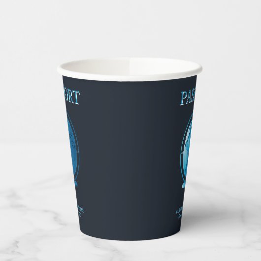 Blue Globe Passport Travel Baby Shower Pappbecher (Links)