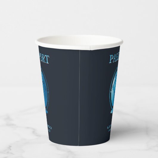 Blue Globe Passport Travel Baby Shower Pappbecher (Rechts)