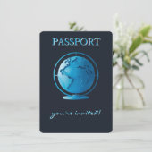 Blue Globe Passport Travel Display Shower Begleitkarte (Stehend Vorderseite)
