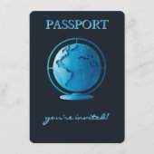 Blue Globe Passport Travel Display Shower Begleitkarte (Vorderseite)