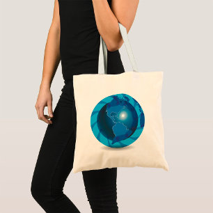 Blue Globe Tote Bag Tragetasche