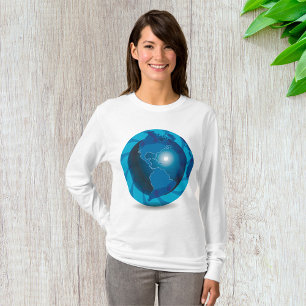 Blue Globe Womens Long Sleeve T-Shirt