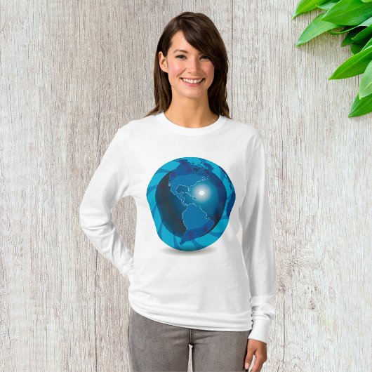Blue Globe Womens Long Sleeve T-Shirt