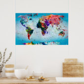 Blue Globe World Map Poster (Küche)
