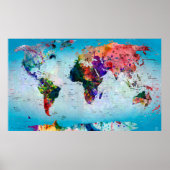 Blue Globe World Map Poster (Vorne)