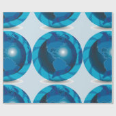 Blue Globe Wrapping Paper Geschenkpapier (Flach)