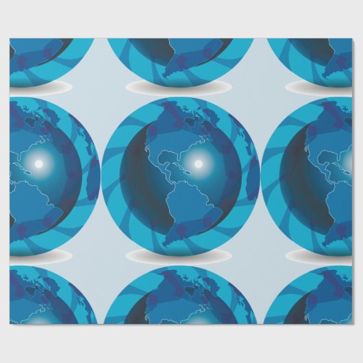 Blue Globe Wrapping Paper Geschenkpapier (Flach)