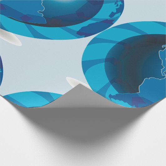 Blue Globe Wrapping Paper Geschenkpapier (Ecke)