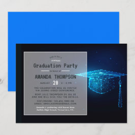 Blue Glow Futuristic Virtual Graduation Party Einladung