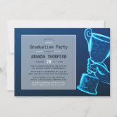 Blue Glow Futuristic Virtual Graduation Party Einladung (Vorderseite)